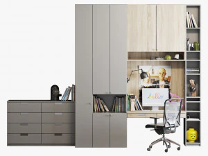 Conjunto de local de trabalho 001 Modelo 3D