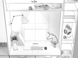 Conjunto de local de trabalho 001 Modelo 3D