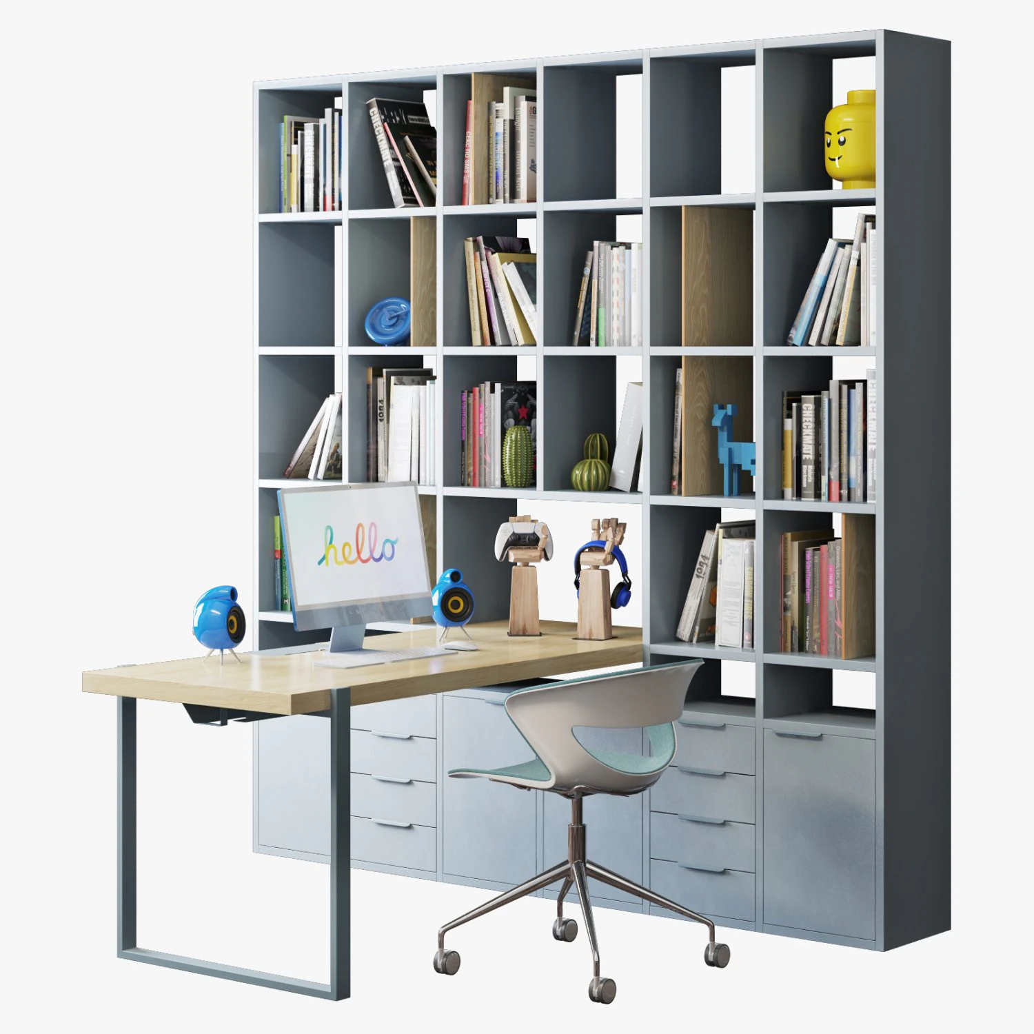 Workplace set 002 3D Model .c4d .max .obj .3ds .fbx .stl .blend 