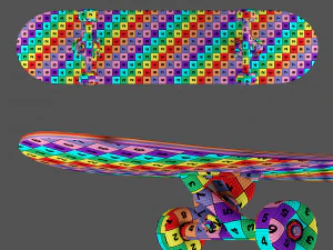 Skateboard cortoon set 3D Model