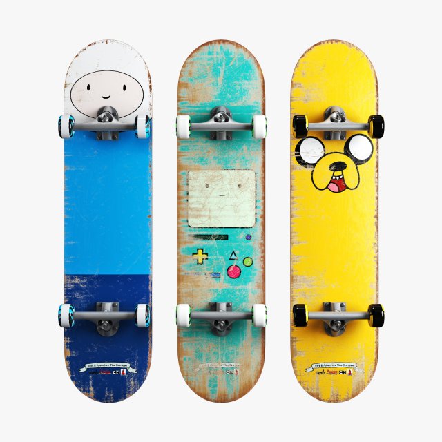Skateboard cortoon set 3D Model .c4d .max .obj .3ds .fbx .stl .blend 