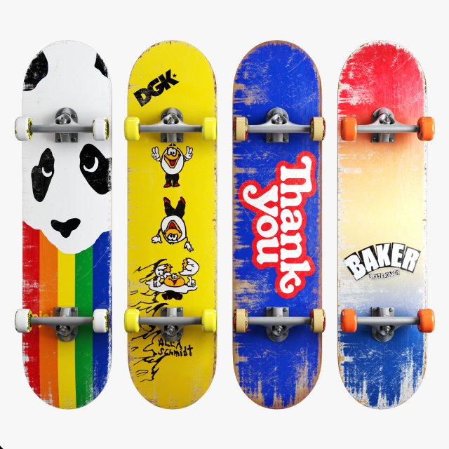Skateboard set 003 3D 模型 .c4d .max .obj .3ds .fbx .stl .blend 