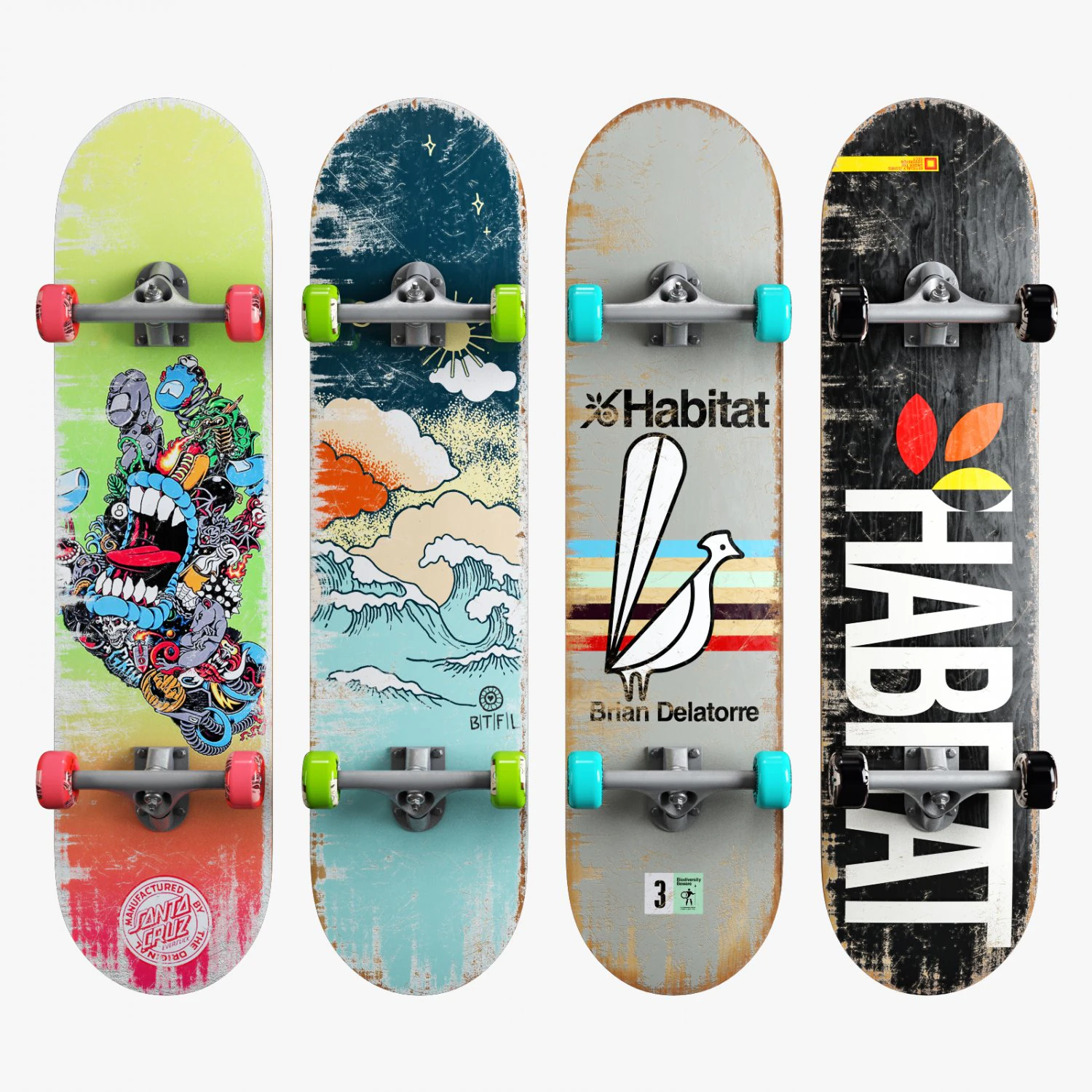 Skateboard set 004 3D Model .c4d .max .obj .3ds .fbx .stl .blend 