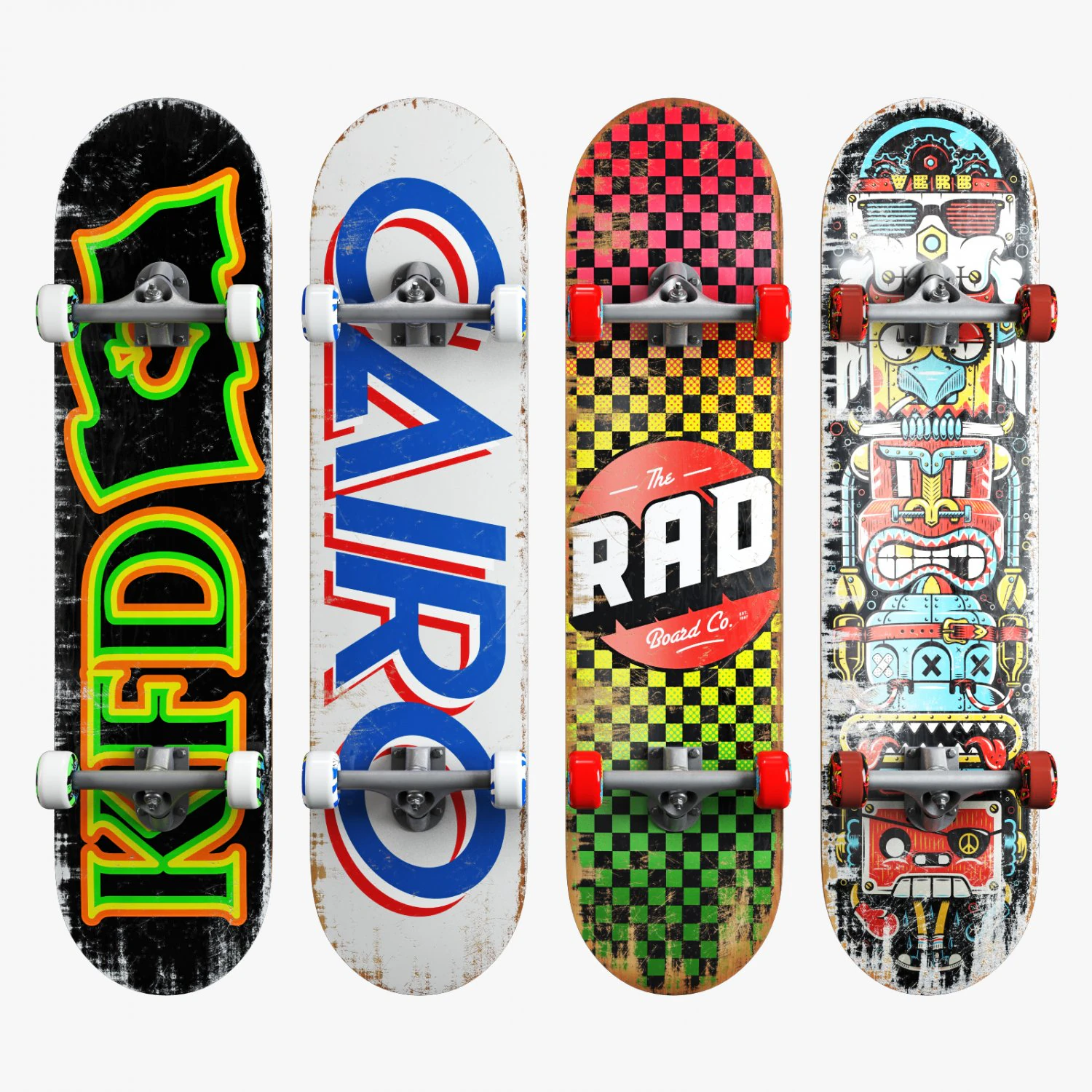 Skateboard set 007 3D Model .c4d .max .obj .3ds .fbx .stl .blend 
