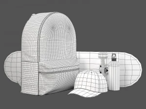 Ensemble d&eacute;coratif gris Modèle 3D