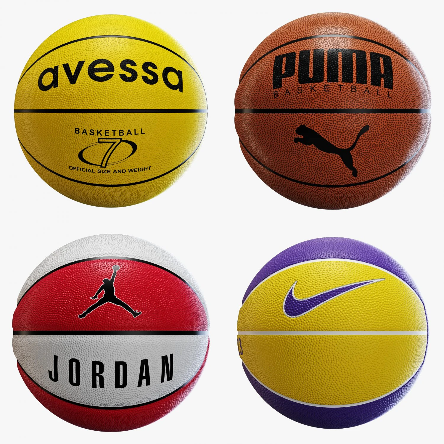Basketball ball set 001 3D Model .c4d .max .obj .3ds .fbx .stl .blend