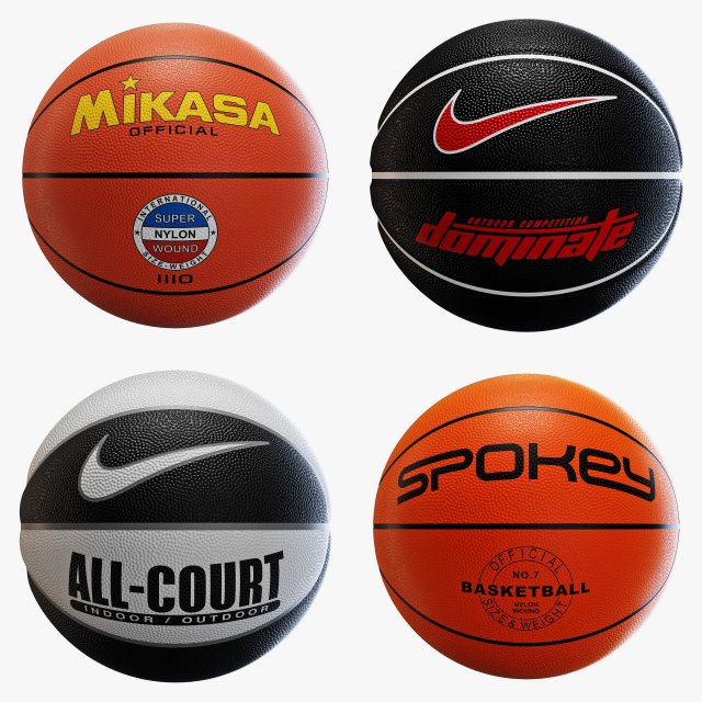 Basketball ball set 004 3D Модель .c4d .max .obj .3ds .fbx .stl .blend 