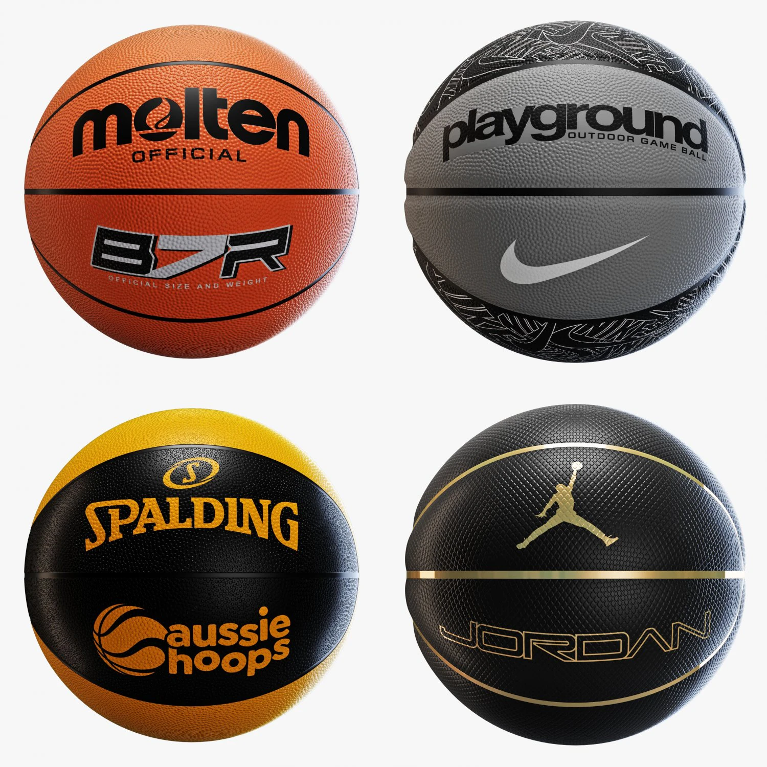 Basketball ball set 005 3D Model .c4d .max .obj .3ds .fbx .stl .blend