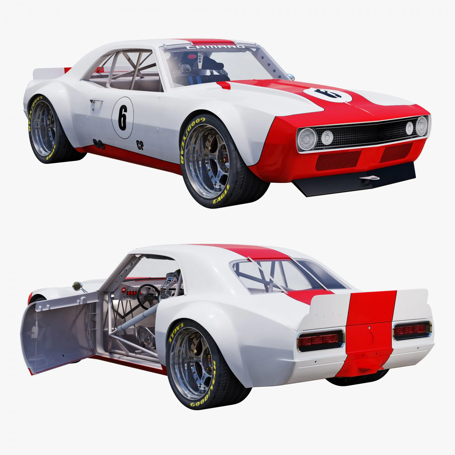 Chevrolet camaro 1967 racing 3D Model .c4d .max .obj .3ds .fbx .stl .blend 