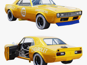 Chevrolet camaro 1968 racing 3D Model