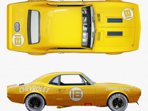 Chevrolet camaro 1968 racing 3D Model