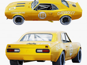Chevrolet camaro 1968 racing 3D Model