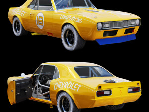 Chevrolet camaro 1968 racing 3D Model