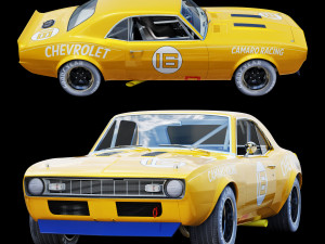 Chevrolet camaro 1968 racing 3D Model