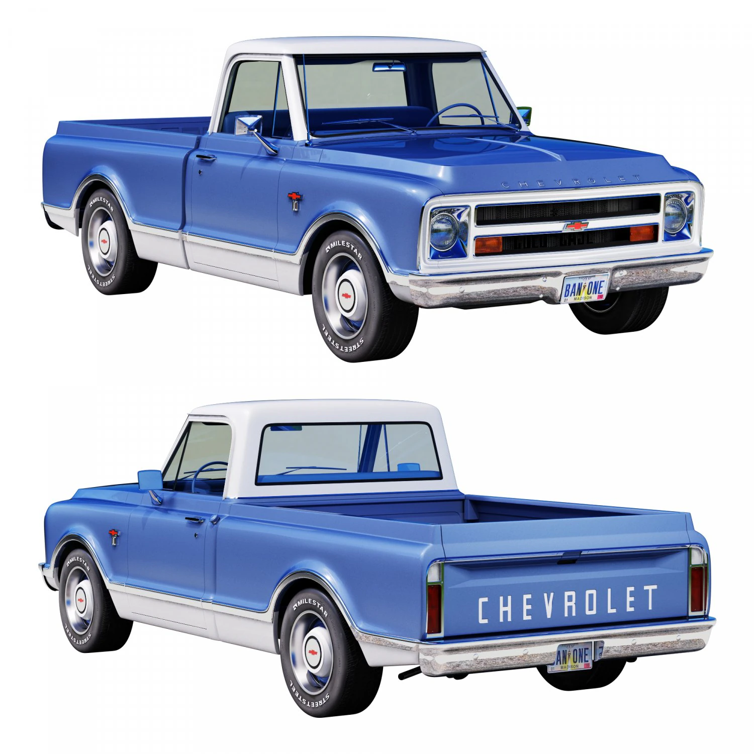 Chevrolet C10 1967 3D Model .c4d .max .obj .3ds .fbx .stl .blend 