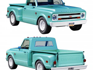 Cama curta Chevrolet C10 1968 Modelo 3D