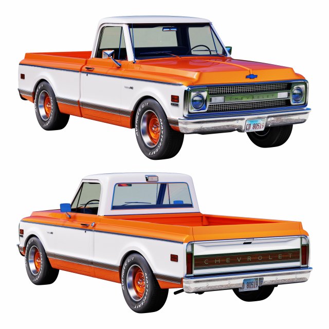 Chevrolet C10 1969 3D Model .c4d .max .obj .3ds .fbx .stl .blend 