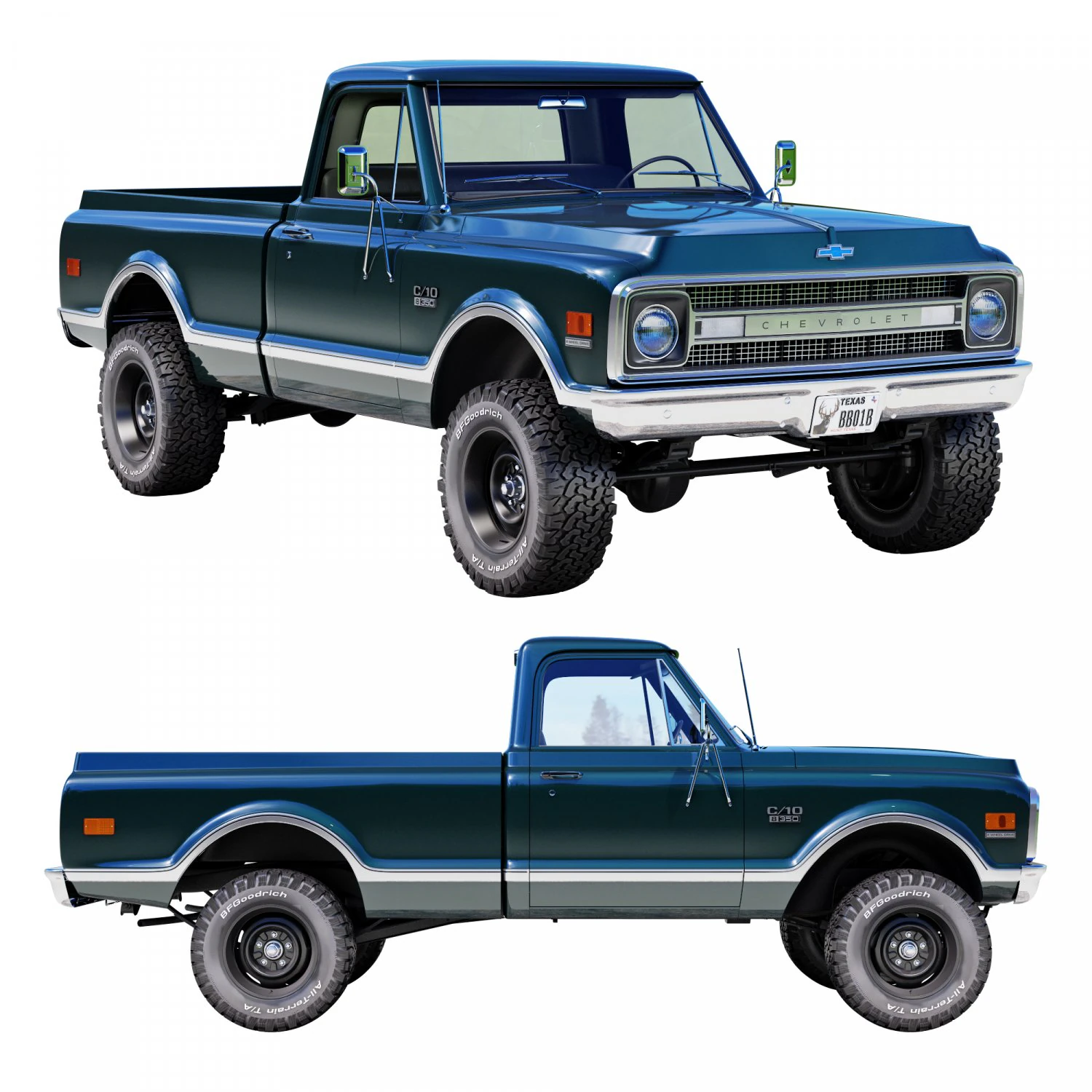 Chevrolet C10 1970 3D Model .c4d .max .obj .3ds .fbx .stl .blend