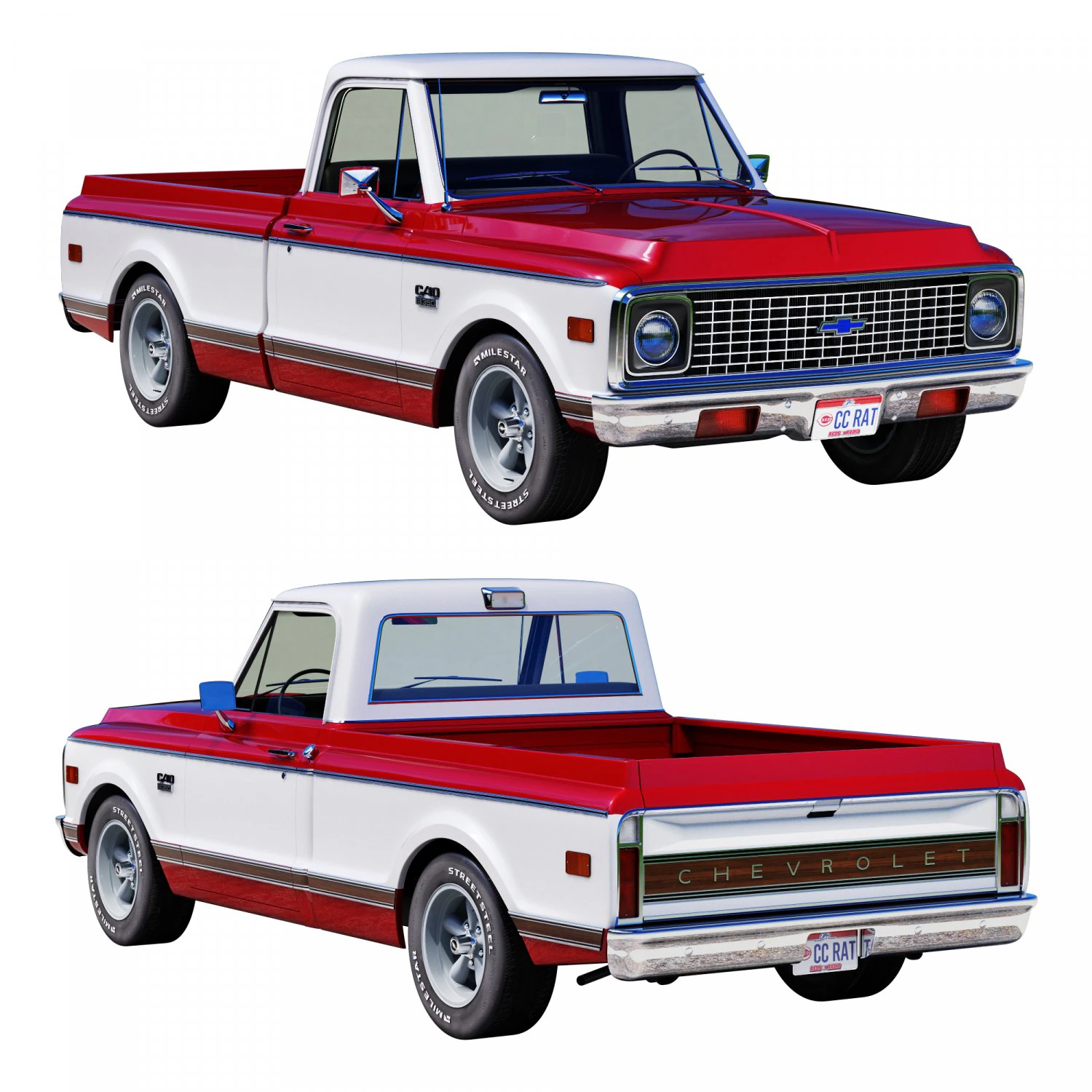 Chevrolet C10 1971 3D Model .c4d .max .obj .3ds .fbx .stl .blend