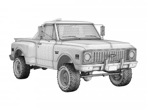 Chevrolet C10 1972 short bed 3D Model