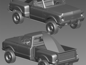 Chevrolet C10 1972 short bed Modelo 3D