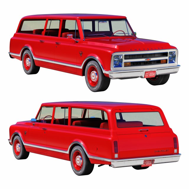 Chevrolet suburban 1967 3D Модель .c4d .max .obj .3ds .fbx .stl .blend 