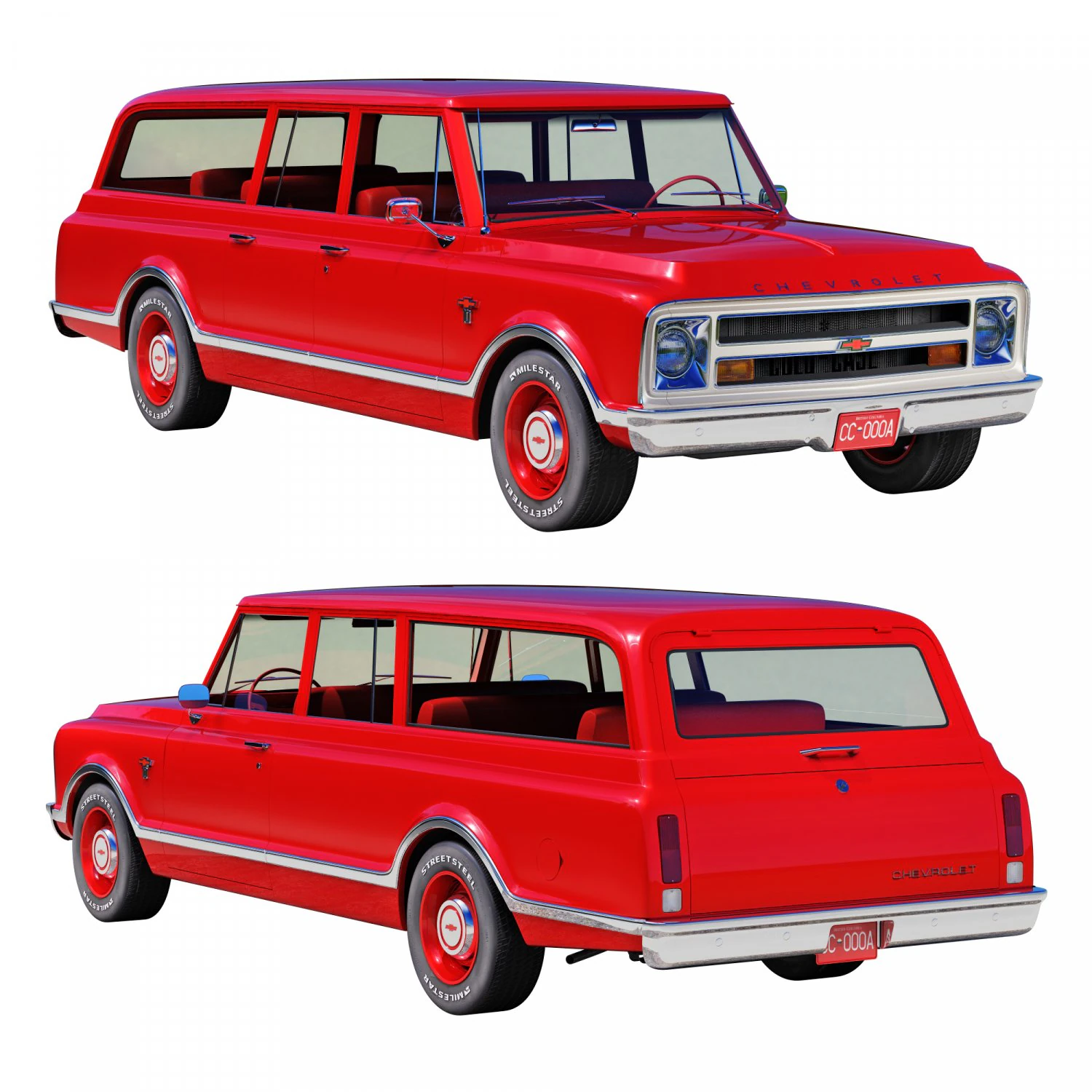 Chevrolet suburban 1967 3D Model .c4d .max .obj .3ds .fbx .stl .blend 
