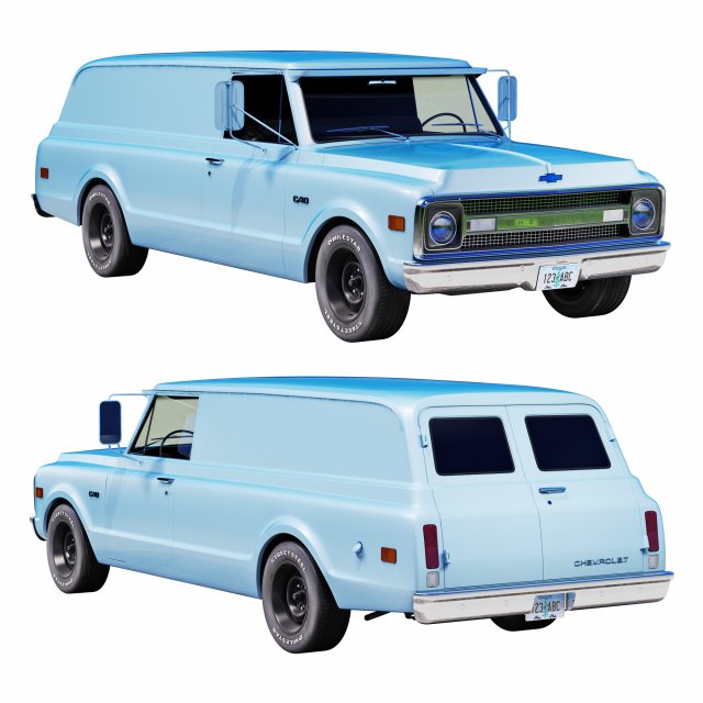 Chevrolet suburban 1969 panel truck 3D Model .c4d .max .obj .3ds .fbx .stl .blend 