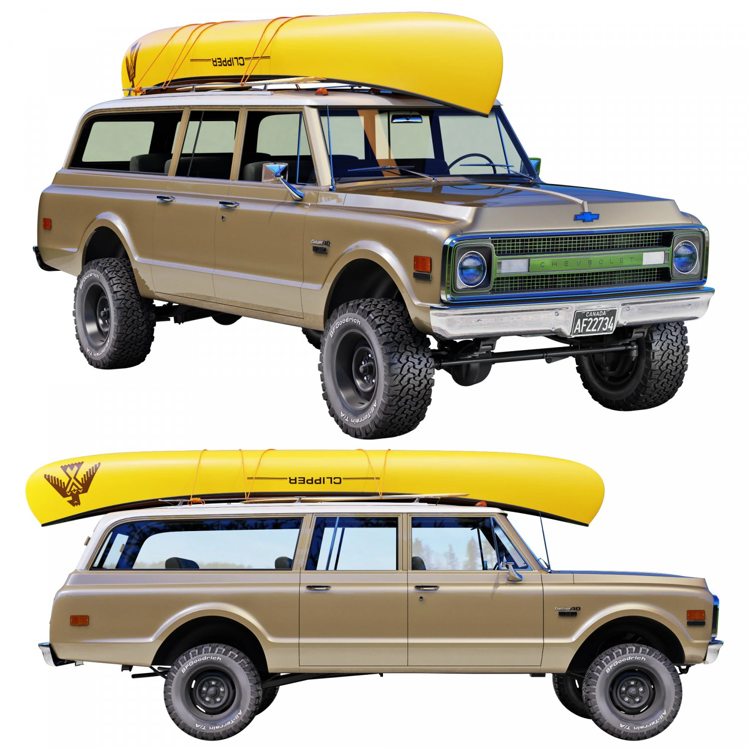 Chevrolet suburban 1970 3D Model .c4d .max .obj .3ds .fbx .stl .blend