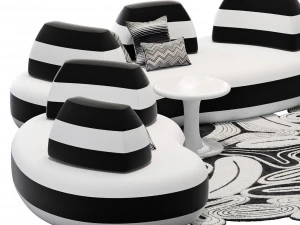 Roche bobois bombom sofa set 001 3D Model