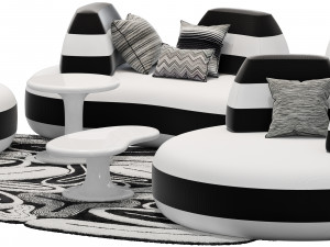 Roche bobois bombom sofa set 001 Modèle 3D