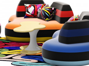 Roche bobois bombom sofa set 002 Modello 3D