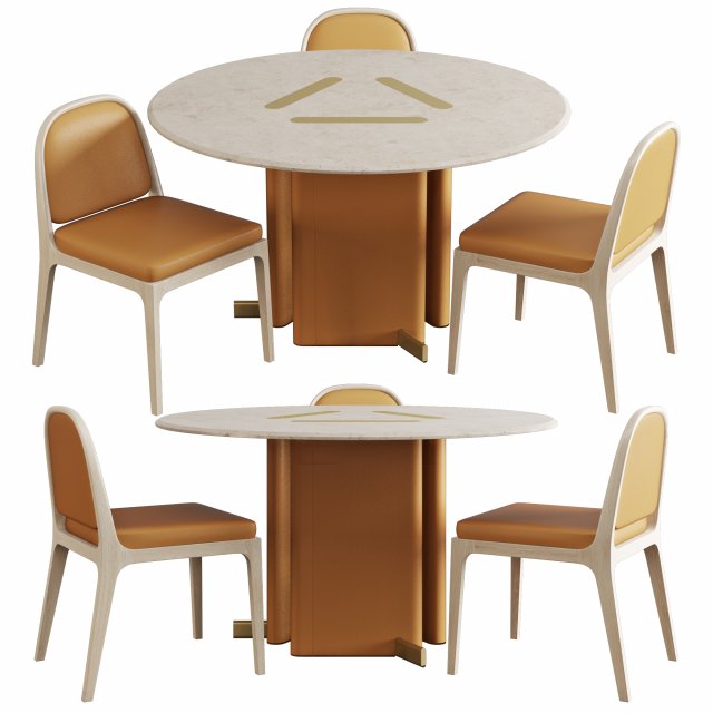 Roche bobois paris paname dining set 3D Model .c4d .max .obj .3ds .fbx .stl .blend 