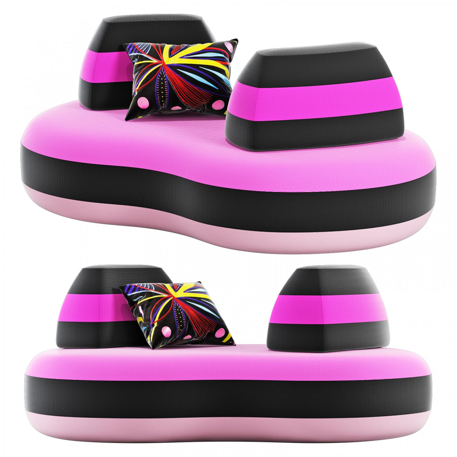 Roche Bobois bombom Sofá sem braços de 2-5 lugares Modelo 3D .c4d .max .obj .3ds .fbx .stl .blend