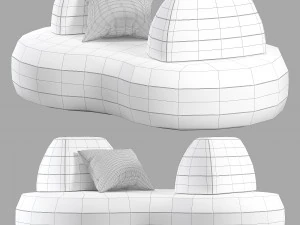 Roche Bobois bombom Sof&aacute; sem bra&ccedil;os de 2-5 lugares Modelo 3D