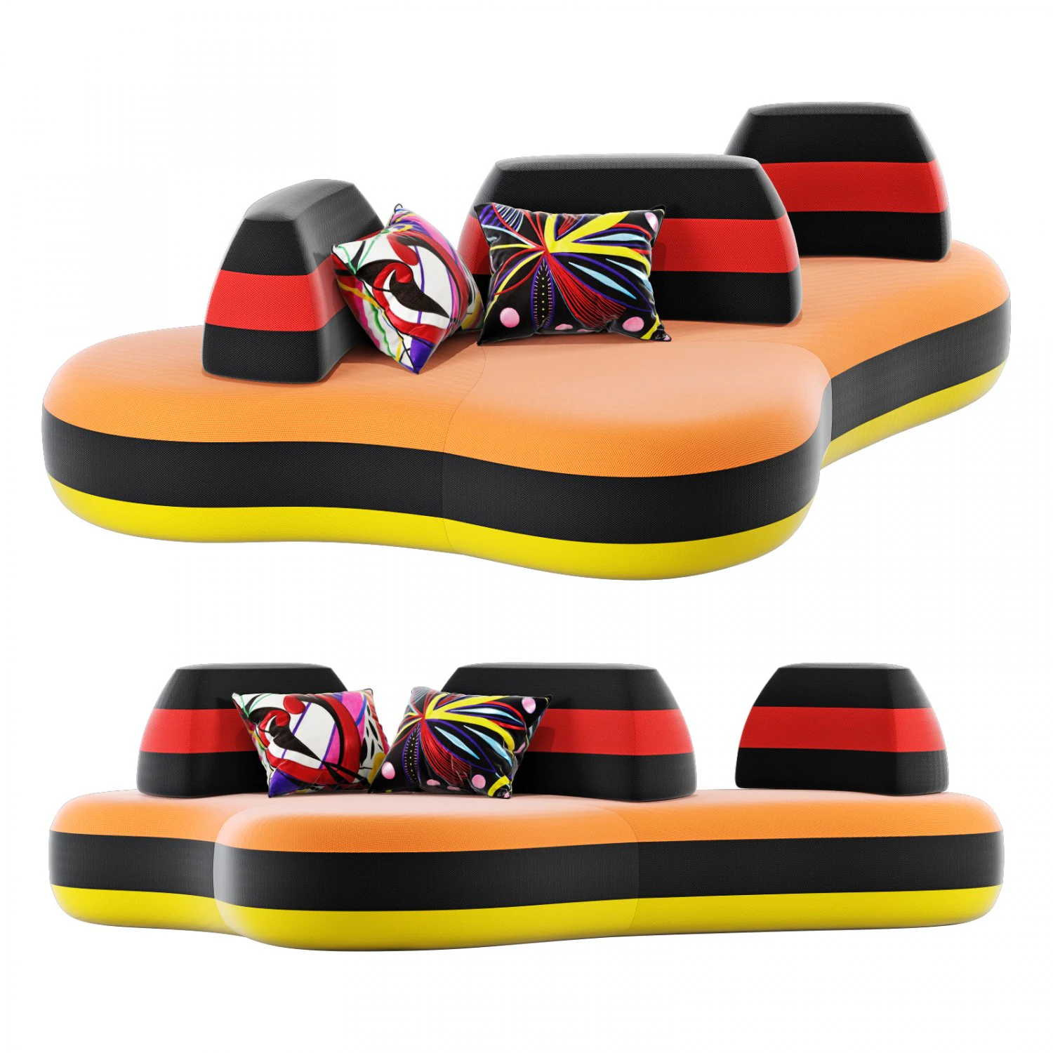 Sof&aacute; Roche Bobois bombom 5 lugares sem bra&ccedil;os Modelo 3D .c4d .max .obj .3ds .fbx .stl .blend 