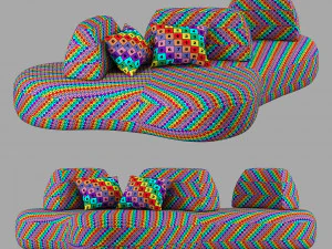 Sof&aacute; Roche Bobois bombom 5 lugares sem bra&ccedil;os Modelo 3D