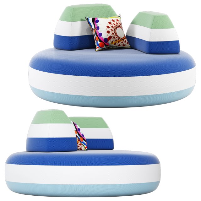 Roche Bobois bombom round ottoman 3D Model .c4d .max .obj .3ds .fbx .stl .blend 