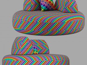 Roche Bobois bombom round ottoman 3D Model