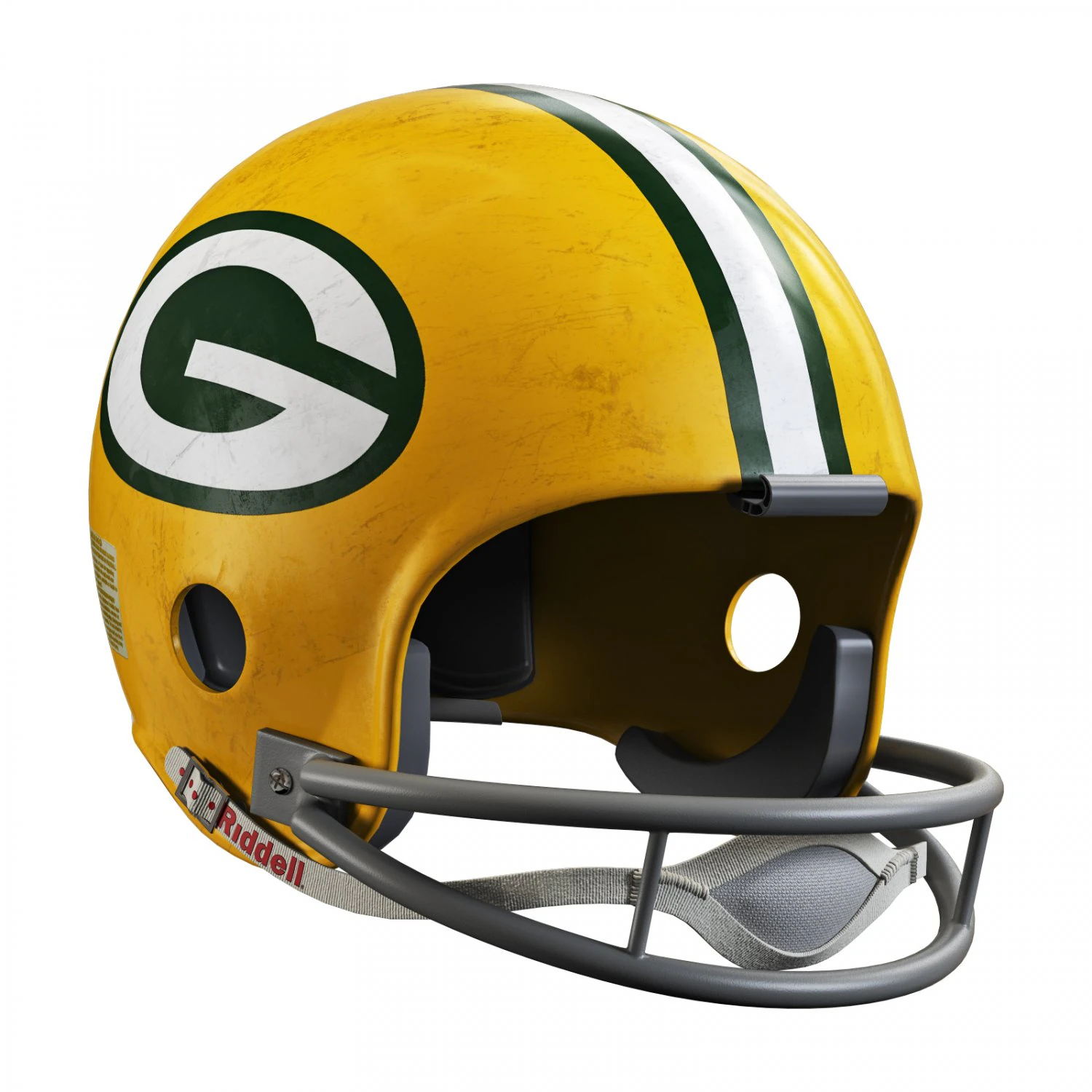 Riddell vsr 4 helmet-green bay packers 3D Model .c4d .max .obj .3ds .fbx .stl .blend 