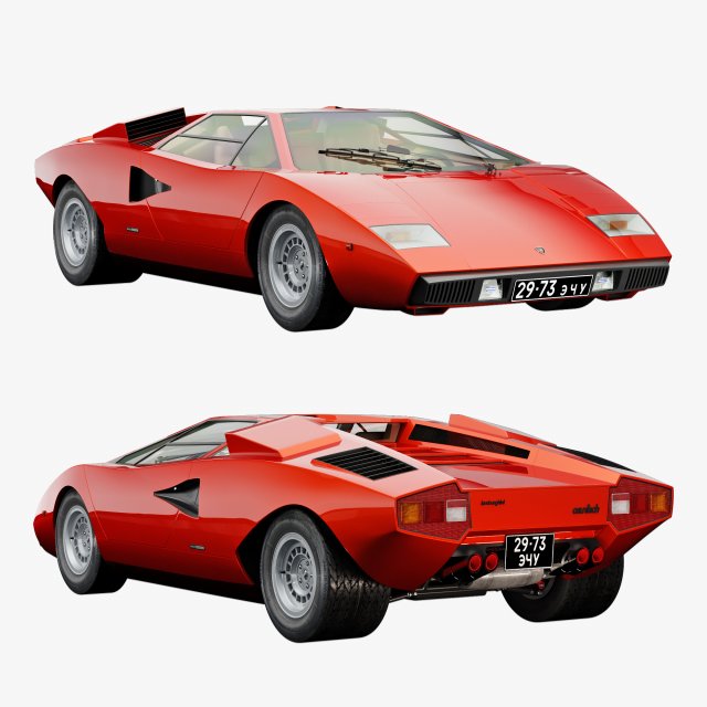 Countach LP400 3D Model .c4d .max .obj .3ds .fbx .stl .blend 