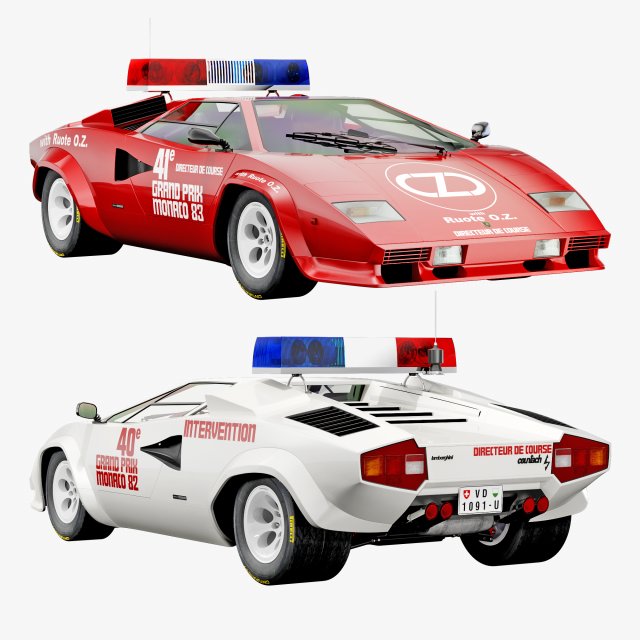 Countach Lp400S Pace Car 3D 모델 .c4d .max .obj .3ds .fbx .stl .blend 