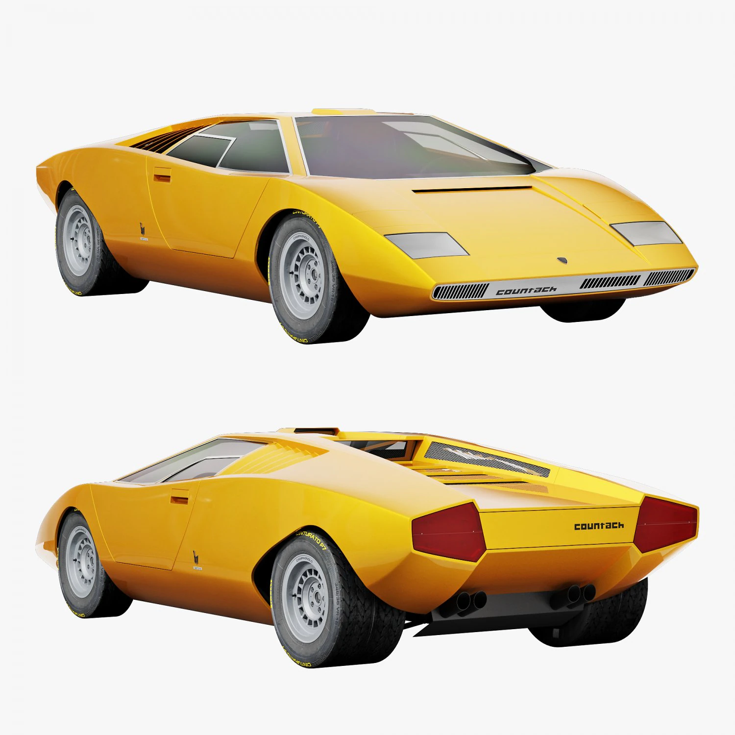 Countach LP500 3D Model .c4d .max .obj .3ds .fbx .stl .blend