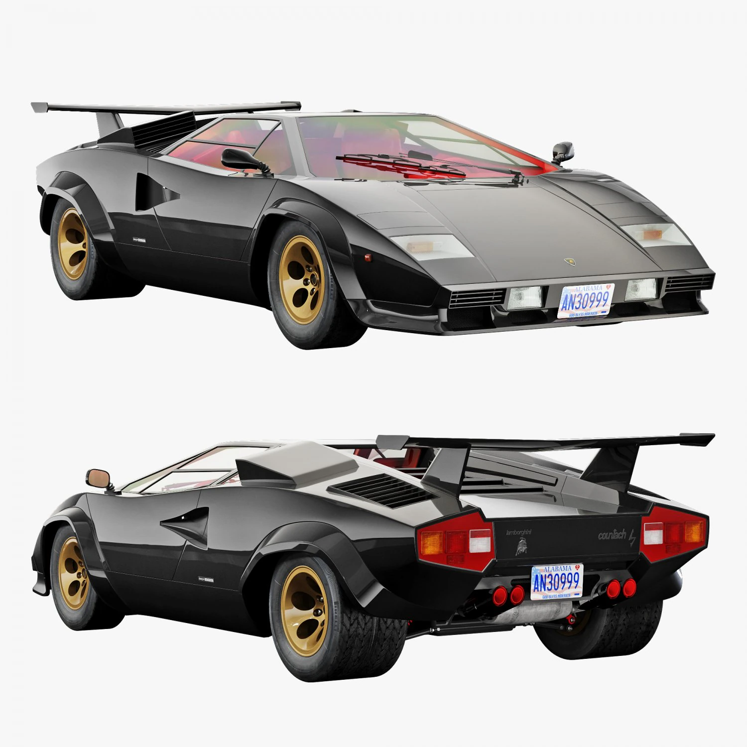 Countach Lp500S 3D Model .c4d .max .obj .3ds .fbx .stl .blend 