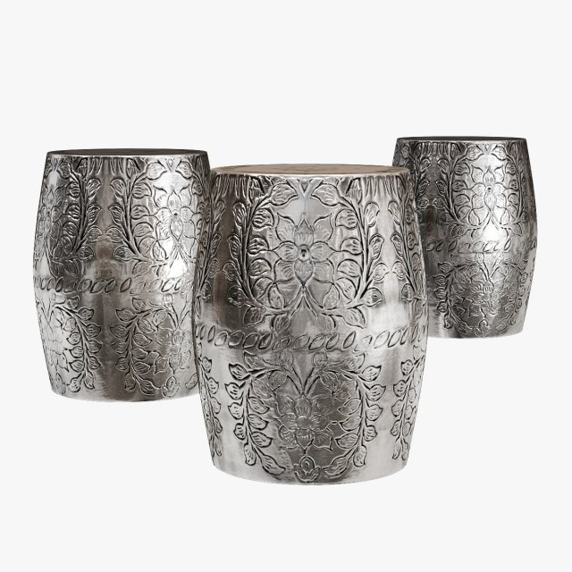 Bungalow rose alvey round embossed metal side garden stool Modèle 3D .c4d .max .obj .3ds .fbx .stl .blend 