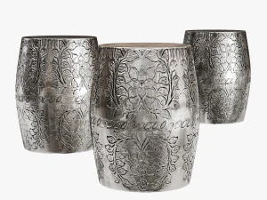 방갈로 장미 골목 둥근 양각 금속 측면 정원 의자 3D 모델