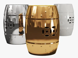 Banqueta de jardim de cer&acirc;mica esmaltada Charlton home gagnon Modelo 3D