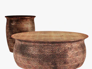 Horizon 인터씨 해머드 엔드 및 커피 테이블 로즈 골드 3D 모델