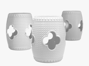 Kathy Kuo home gaoi global bazaar floral porcelain stool Modello 3D