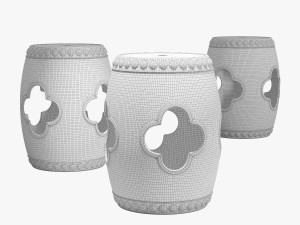 Kathy Kuo home gaoi global bazaar floral porcelain stool 3D 모델